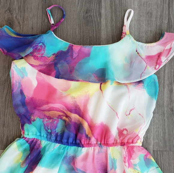 Children's Place Mommy, & Me Watercolor Matching Cold Shoulder Hanky Hem Dress - Picture 2 of 10